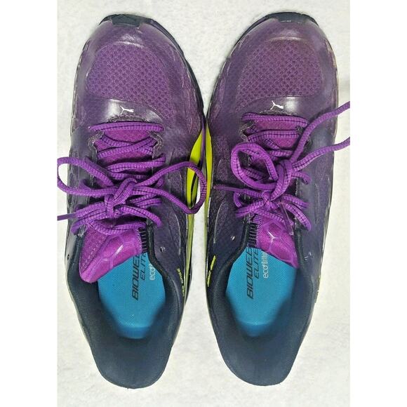 Puma Womens Shoes Size 4.5 Purple Yellow Athletic Running Webtech Web Cage - Picture 3 of 5